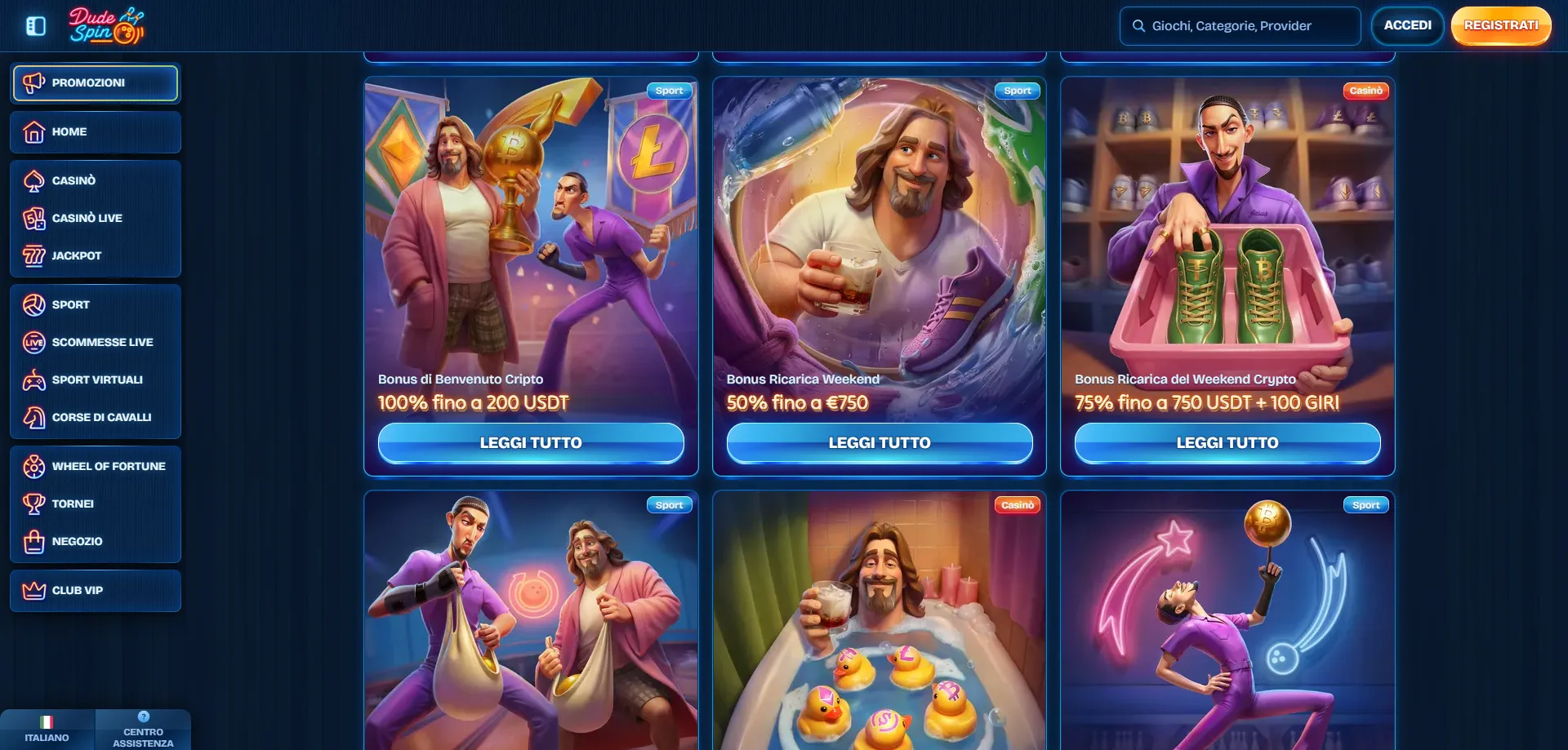 Offerta bonus benvenuto Dudespin Casino — fino a €2.000 e 150 free spin